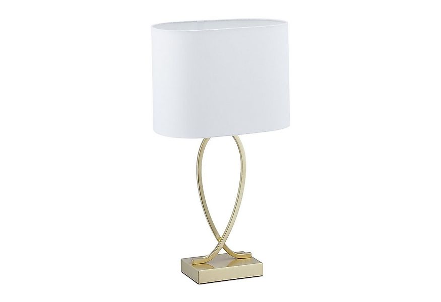 relaxdays Tischleuchte Goldene Tischlampe mit Stoffschirm günstig online kaufen