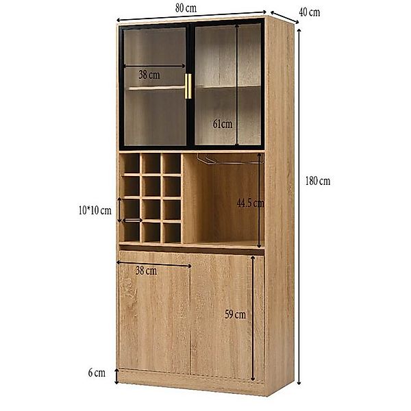 Odikalo Küchenbuffet Küchenschrank Weinregal Spirituosenschrank Vitrinensch günstig online kaufen