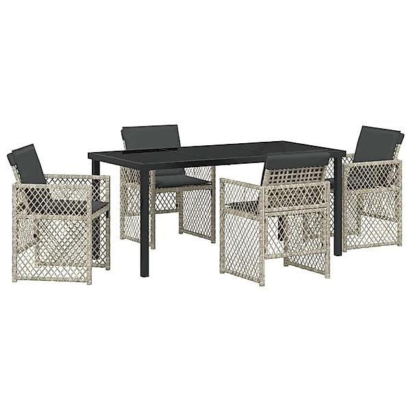 vidaXL Garten Essgruppe 5-Tlg Hellgrau Poly Rattan 3380639 günstig online kaufen