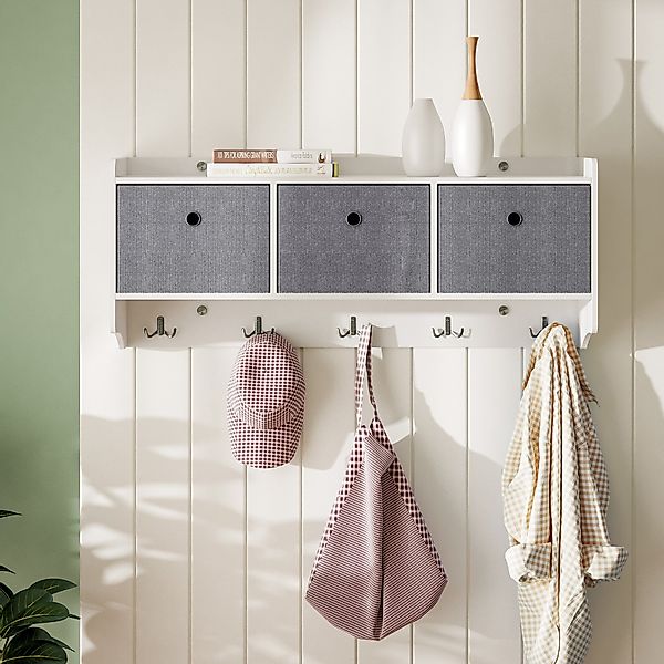 Mondeer Wandgarderobe Wandregal, Hängeregal mit 3 günstig online kaufen