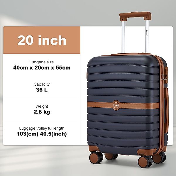 KONO Kofferset Hartschalenkoffer (55/66,5/76,5 cm Hoch)+Kabinentasche günstig online kaufen