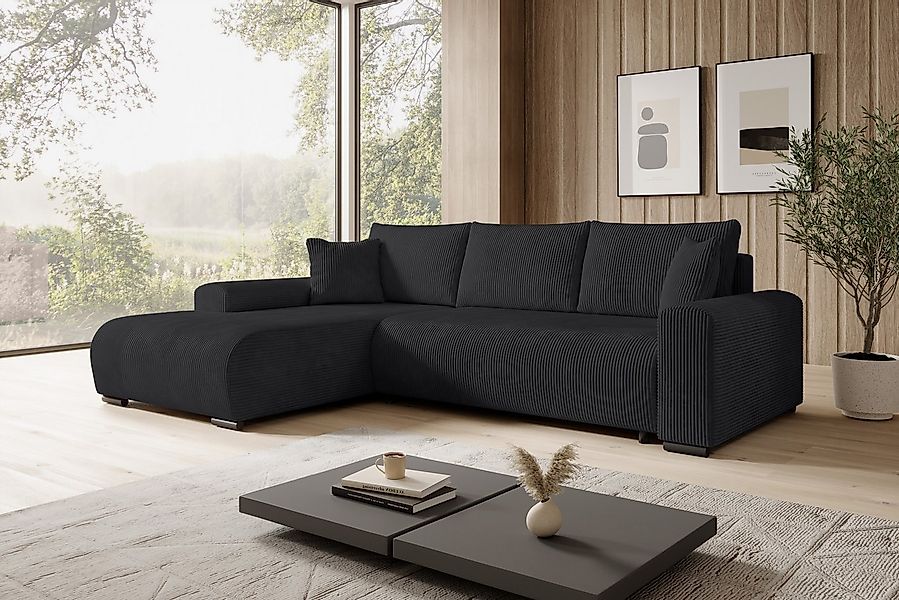 storez24 Ecksofa Ellen, mit Bettkasten und Schlaffunktion, Cordstoff, L-For günstig online kaufen