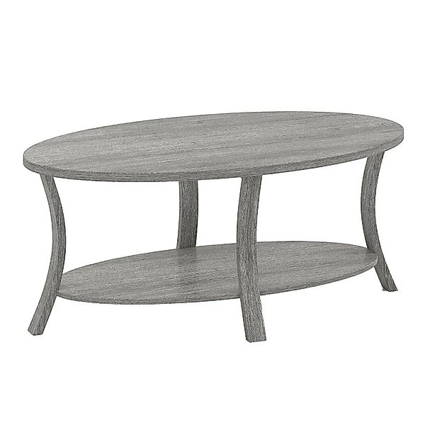 Costway Couchtisch Oval 2-Stöckig 111 x 60,5 x 47 cm Grau günstig online kaufen
