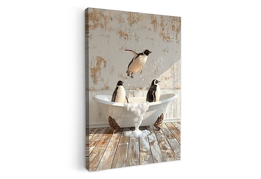 OneMillionCanvasses® Leinwandbild Weinlese - Pinguin - Badewanne - Schaumst günstig online kaufen