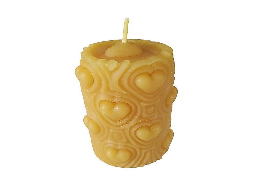 Aspinaworld Stumpenkerze Bienenwachskerze - kerze mit Herzen 7 cm - Bienenw günstig online kaufen