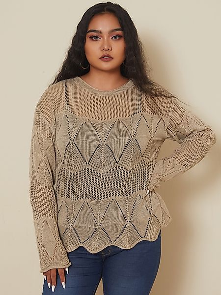 Pullover in Übergröße mit Rundhalsausschnitt und langen Ärmeln günstig online kaufen