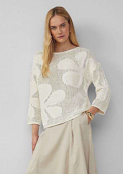s.Oliver 3/4 Arm-Pullover Strickpullover Pullover im Loose Fit mit floralem günstig online kaufen