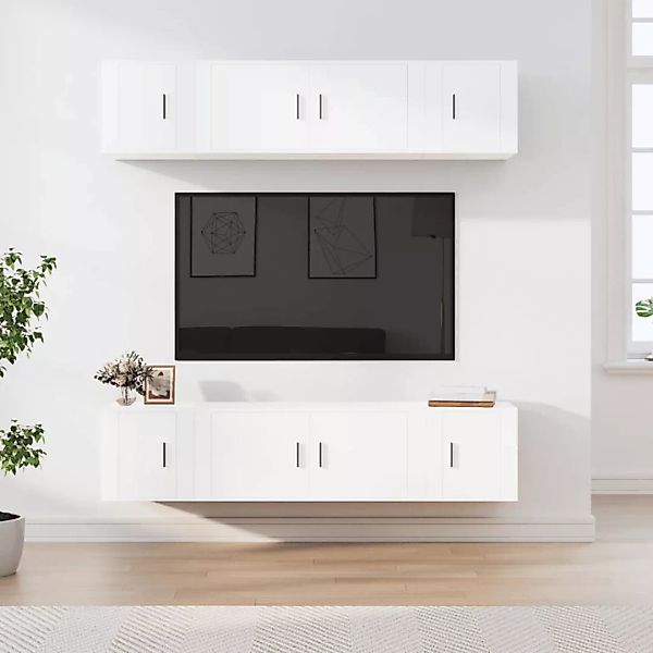 Vidaxl 6-tlg. Tv-schrank-set Weiß Holzwerkstoff günstig online kaufen