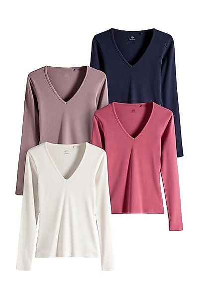 The Set Langarmshirt 4er-Pack The Set Gerippte V-Langarmshirts (4-tlg) günstig online kaufen