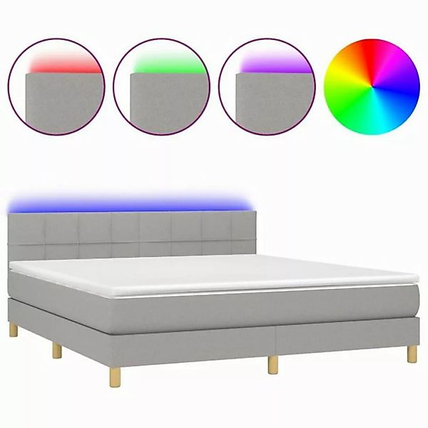 vidaXL Boxspringbett Boxspringbett mit Matratze LED Hellgrau 160x200 cm Sto günstig online kaufen