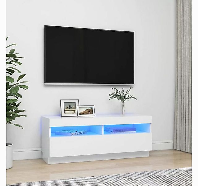 vidaXL TV-Schrank TV-Schrank mit LED Leuchten Weiß 100x35x40 cm Lowboard günstig online kaufen