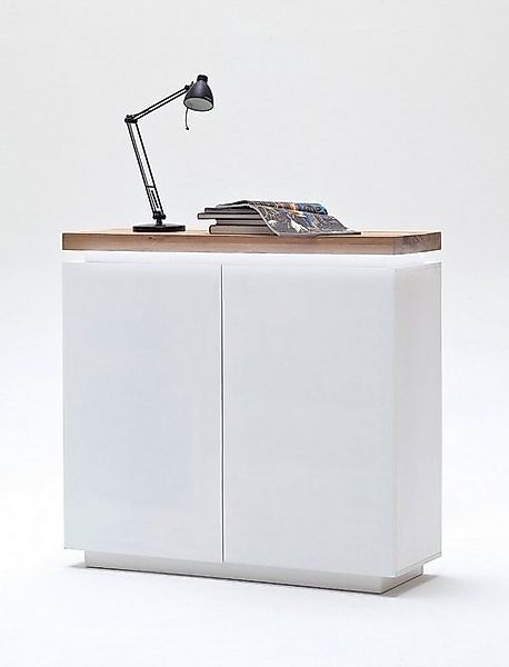 MCA furniture Vitrine Highboard Romina, weiß matt / Eiche massiv, inkl. LED günstig online kaufen