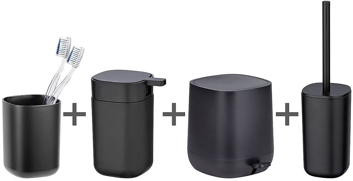 WENKO Badaccessoire-Set Davos, Set, 4 tlg., Seifenspender, Zahnputzbecher, günstig online kaufen