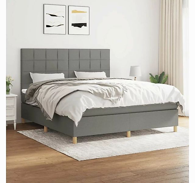 vidaXL Boxspringbett Boxspringbett mit Matratze Dunkelgrau 180x200 cm Stoff günstig online kaufen