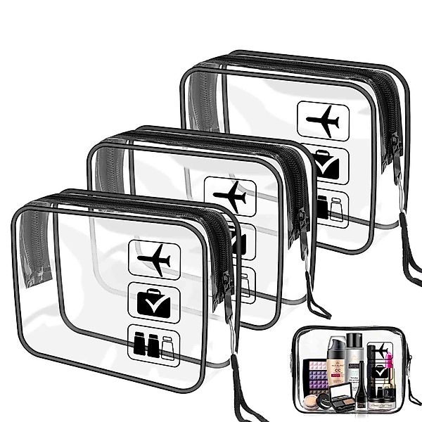 ZEUOPQ Kulturbeutel 3 Stück transparente Kosmetiktasche, günstig online kaufen