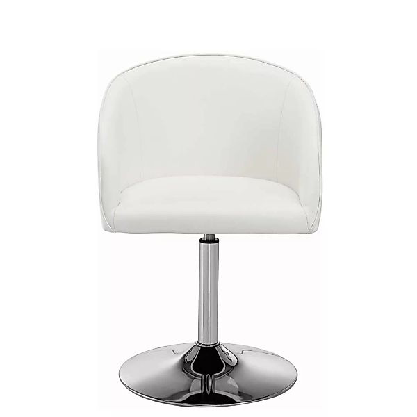 Retro Esstisch Stuhl in Weiß und Chromfarben Tellerfuß günstig online kaufen