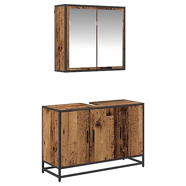 vidaXL Badezimmermöbel-Set mit Regal 2-Tlg Altholz Holzwerkstoff 3402357 günstig online kaufen