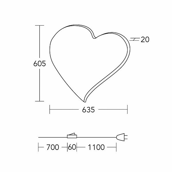 HerzBlut LED-Wandleuchte Herz maxi, 60,5 cm, Holz, Stecker günstig online kaufen