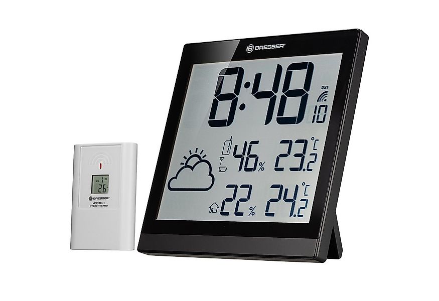 BRESSER Wanduhr Funk LCD Wetter-Wanduhr ClimaTemp JC - schwarz günstig online kaufen