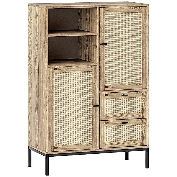 HOMCOM Highboard mit Rattan-Türen, Schubladen, verstellbaren günstig online kaufen