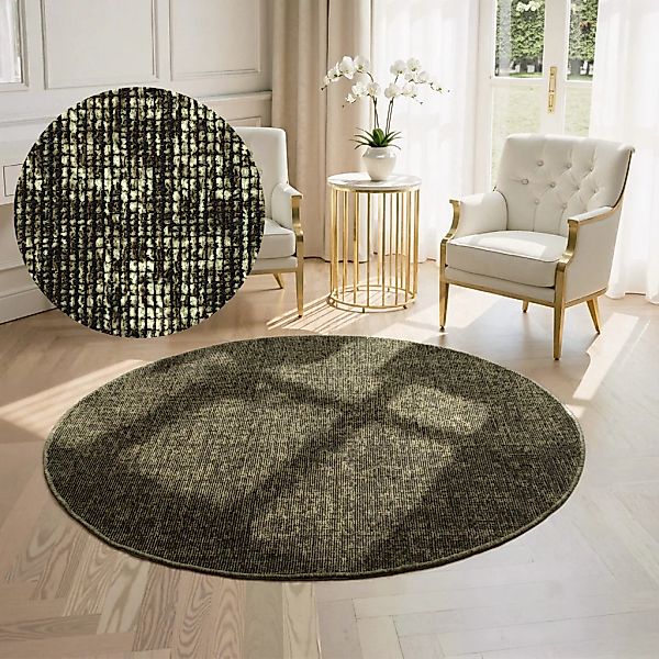 ELLE DECORATION Teppich "Prisma" rund 5 mm Höhe Glanz-Effekt, Karo Design, günstig online kaufen