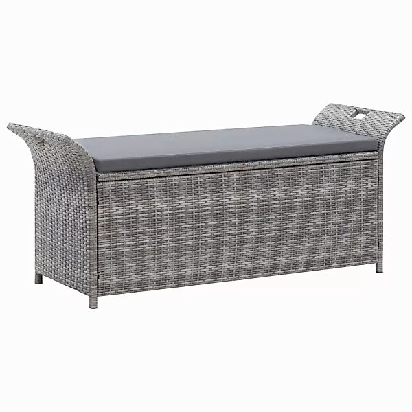 Truhenbank Mit Auflage Grau 138 Cm Poly Rattan günstig online kaufen