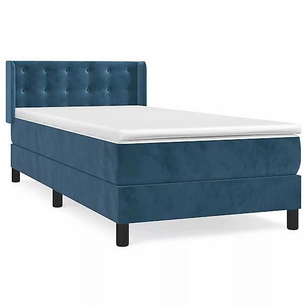 vidaXL Boxspringbett mit Matratze Dunkelblau 90x200 cm Samt1376763 günstig online kaufen