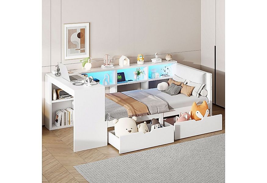 Merax Daybett Tagesbett mit LED, Steckdosen und USB (Holzbett, 1 tlg), Schl günstig online kaufen