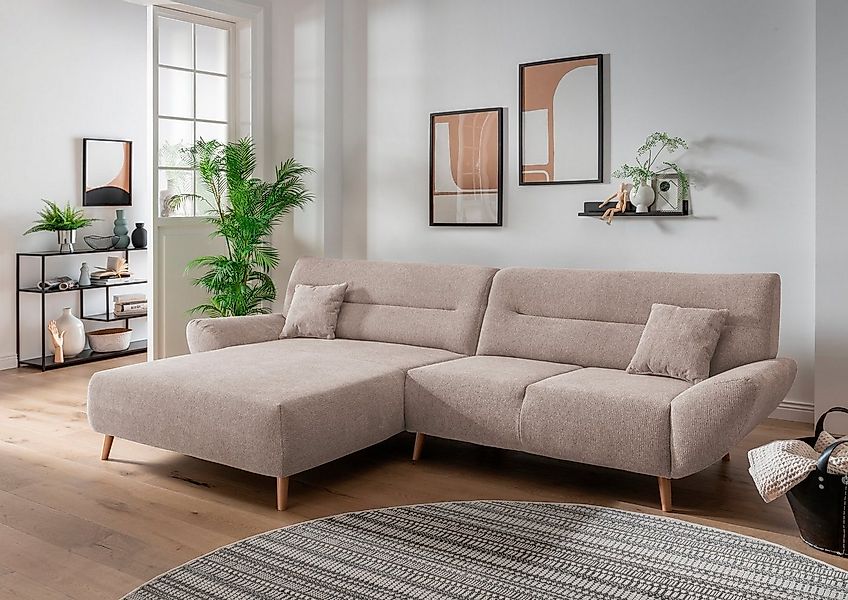 INOSIGN Ecksofa "Drago, elegant und zeitlos, komfortabel, Holzfuß, L-Form", günstig online kaufen