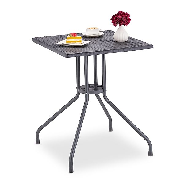 relaxdays Gartentisch in grauer Rattan Optik günstig online kaufen