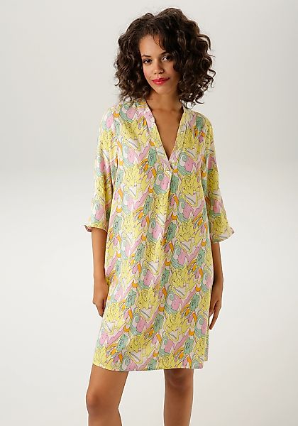 Aniston CASUAL Sommerkleid, mit pastellfarbenen, graphischen Blumendruck günstig online kaufen
