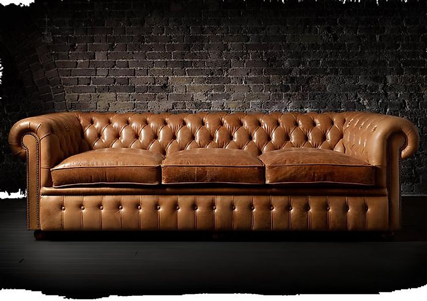 JVmoebel Sofa XXL Hellbraun Sofa 3 Sitzer Couch Chesterfield Polster Sitz G günstig online kaufen