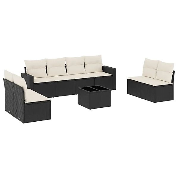 vidaXL 9-Tlg Garten-Sofagarnitur mit Kissen Schwarz Poly Rattan 3251193 günstig online kaufen