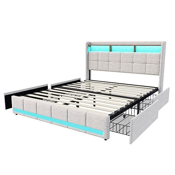 FUROKOY Polsterbett Modernes Bett mit Stauraum,Doppelbettfunktion für Jugen günstig online kaufen