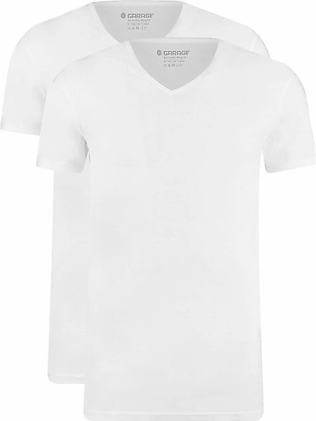 Garage 2-Pack Basic T-shirt Bio V-Ausschnitt Weiß - Größe L günstig online kaufen