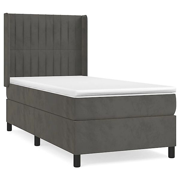 vidaXL Boxspringbett mit Matratze Dunkelgrau 90x200 cm Samt1394545 günstig online kaufen