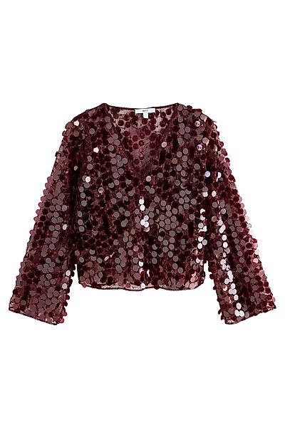 Next Blusenshirt Langärmeliges, transparentes Oberteil, Pailletten günstig online kaufen