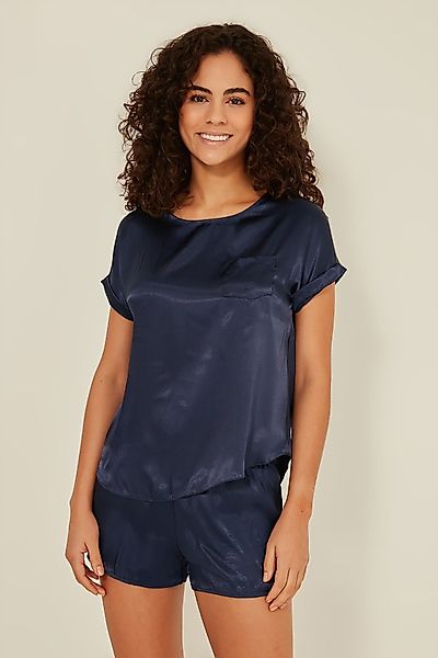 C&CITY Pyjama Damen Satin T-Shirt Shorts günstig online kaufen