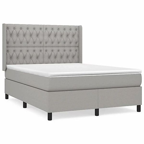 Vidaxl Boxspringbett Mit Matratze Hellgrau 140x200 Cm Stoff günstig online kaufen