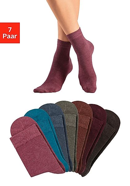 LASCANA Basicsocken Packung, 7 Stk. tlg. in bunten Melange-Farben günstig online kaufen