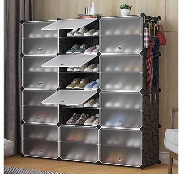 JEOBEST Schuhregal Schuhregal mit 8 Ebenen, Schuhschrank Kunststoff, DIY-Re günstig online kaufen