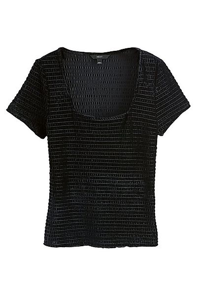 Next T-Shirt Kurzärmeliges, gerafftes Samtoberteil (1-tlg) günstig online kaufen