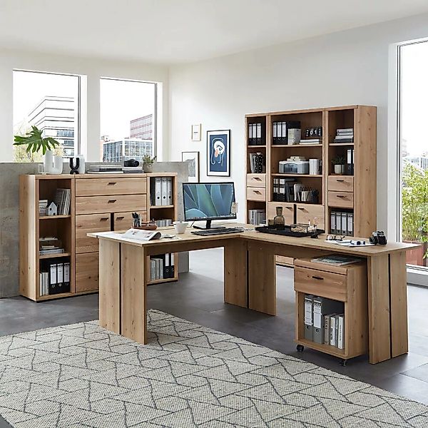 Büromöbel Set 8-teilig SARINA-36 mit Winkelschreibtisch in Altesche teilmas günstig online kaufen