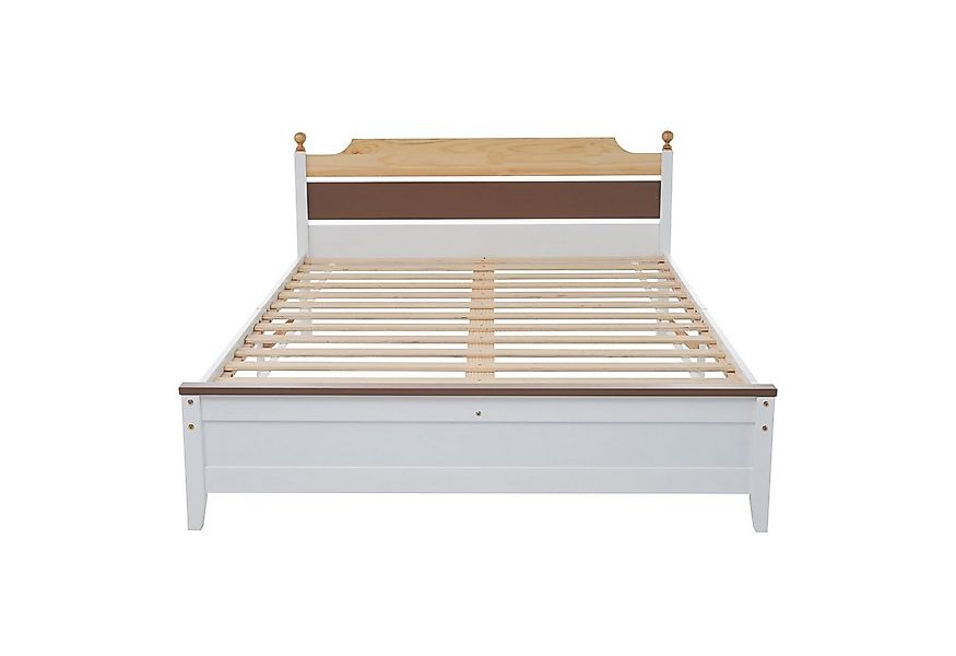 SOFTWEARY Massivholzbett (Doppelbett mit Lattenrost, Kopfteil, 140x200 cm), günstig online kaufen