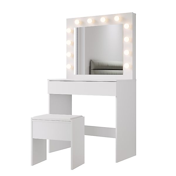 SONNI Schminktisch Schwarz/Weiß, mit LED-Beleuchtung, 80x40x140cm,3 günstig online kaufen