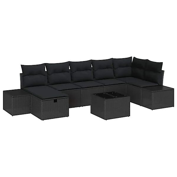 vidaXL Garten-Sofa-Set mit Kissen 8-Tlg Schwarz Poly Rattan 3359412 günstig online kaufen