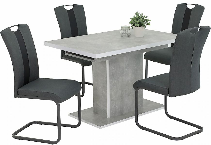 HELA Essgruppe "DONAU" 5 Stk. tlg. Säulentisch;Einlegeplatte;ausziehbar;Sch günstig online kaufen