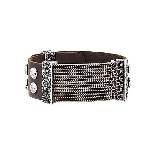 SEVEN-24 Armband "Edelstahl mit braunem Leder" günstig online kaufen