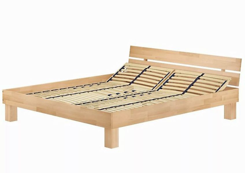 ERST-HOLZ Bett Doppelbett 180x200 Buche massiv mit wählbarem Zubehör, Buche günstig online kaufen