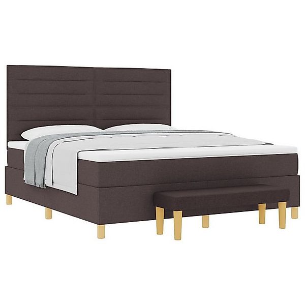 vidaXL Bett Boxspringbett mit Matratze & Bank Dunkelbraun 180x200 cm Stoff günstig online kaufen